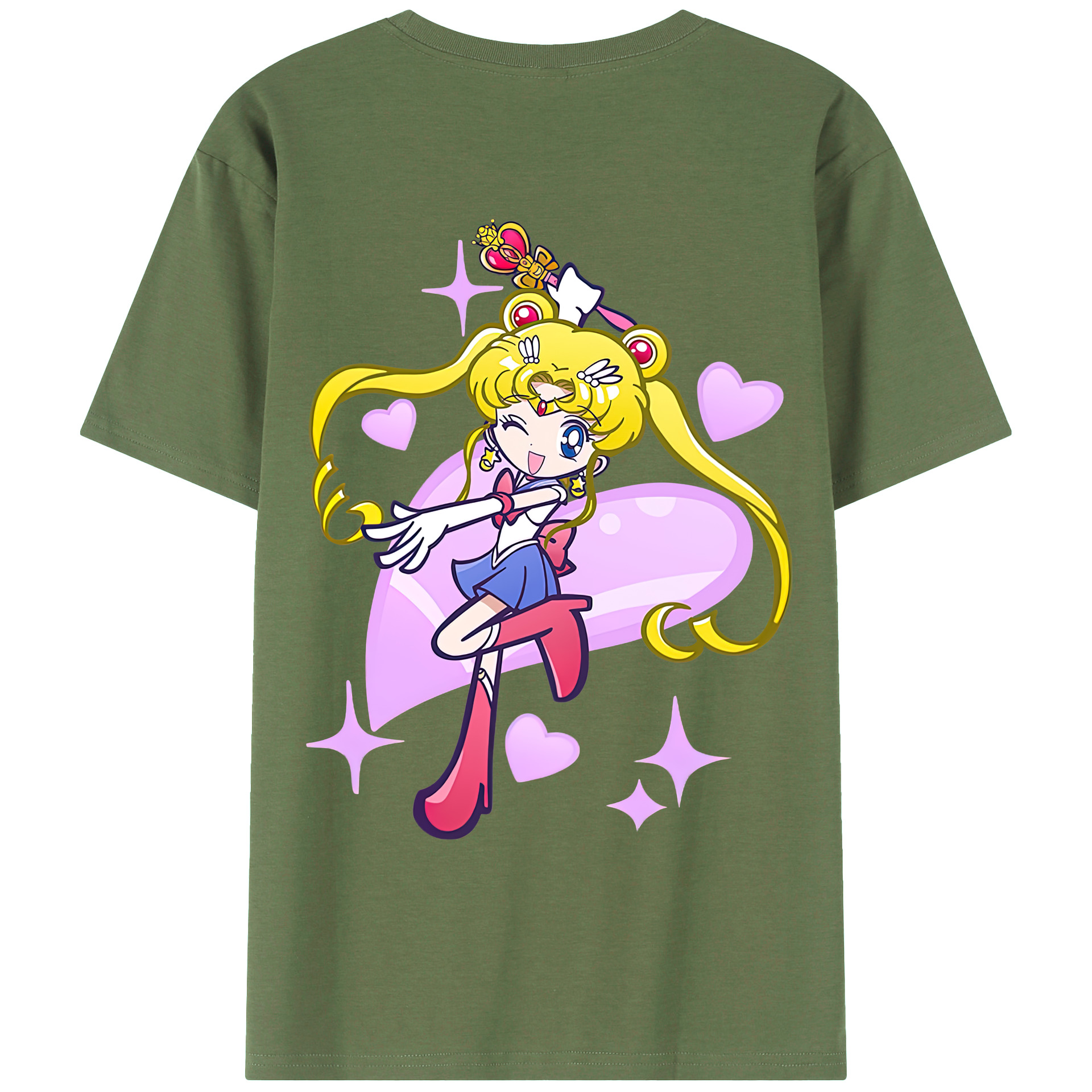 （画像用） 美少女戦士セーラームーン 月野 うさぎ つきの うさぎ Sailor Moon Tsukino Usagi 綿100％ メンズ半袖Tシャツ（バックプリント） 通気性